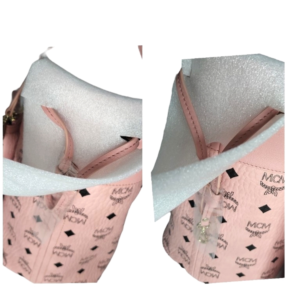 🔥SOLD🔥 🆕️🪷MCM🪷 MDSoft Pink Aren Shopper Tote Bag w/ Matching Pouch Clutch - Picture 10 of 17